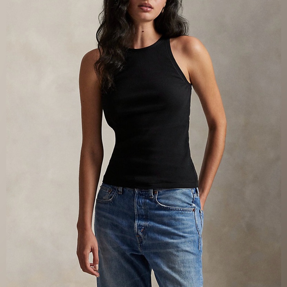 Polo Ralph Lauren Classic Women’s Rib Black Tank Top Size Small NWT